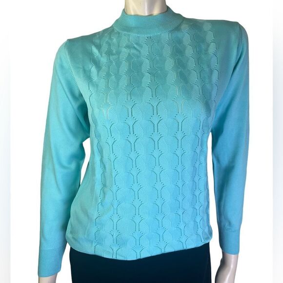 Original Beston Euatoriana Turquoise Leightweight Vintage Mock Neck Size S/M - Picture 5 of 11